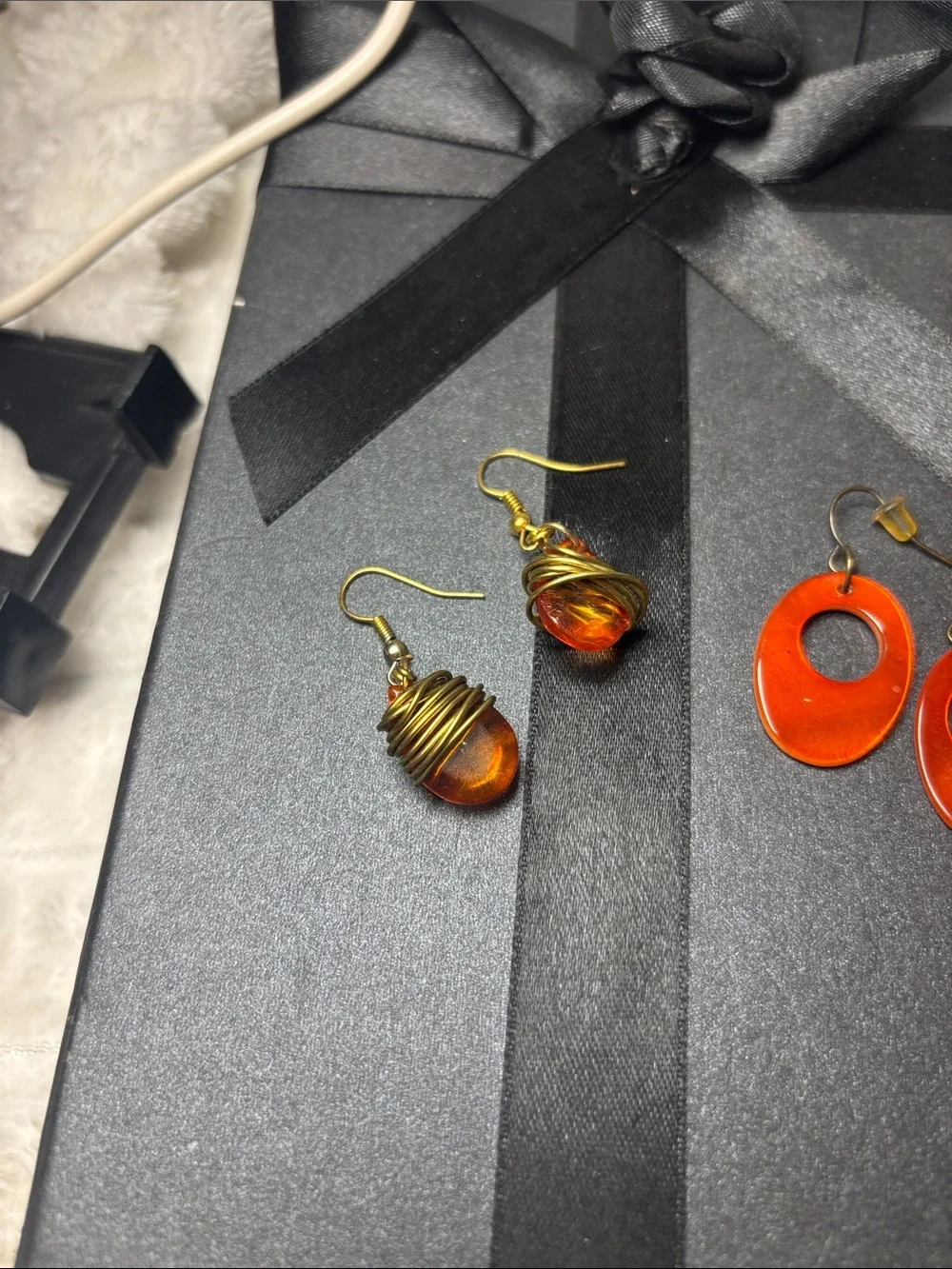 Three Pairs of Orange Drop Earrings Women's Fashion Jewelry - Picture 2 of 4